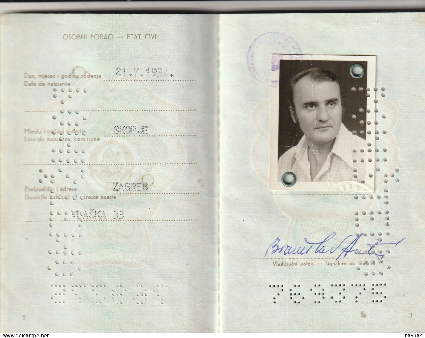 PM105 -   SFR YUGOSLAVIA   --  PASSPORT    -  MAN  - 1976  --  VISA:   KENYA ( EAST AFRICA ) - Historische Dokumente