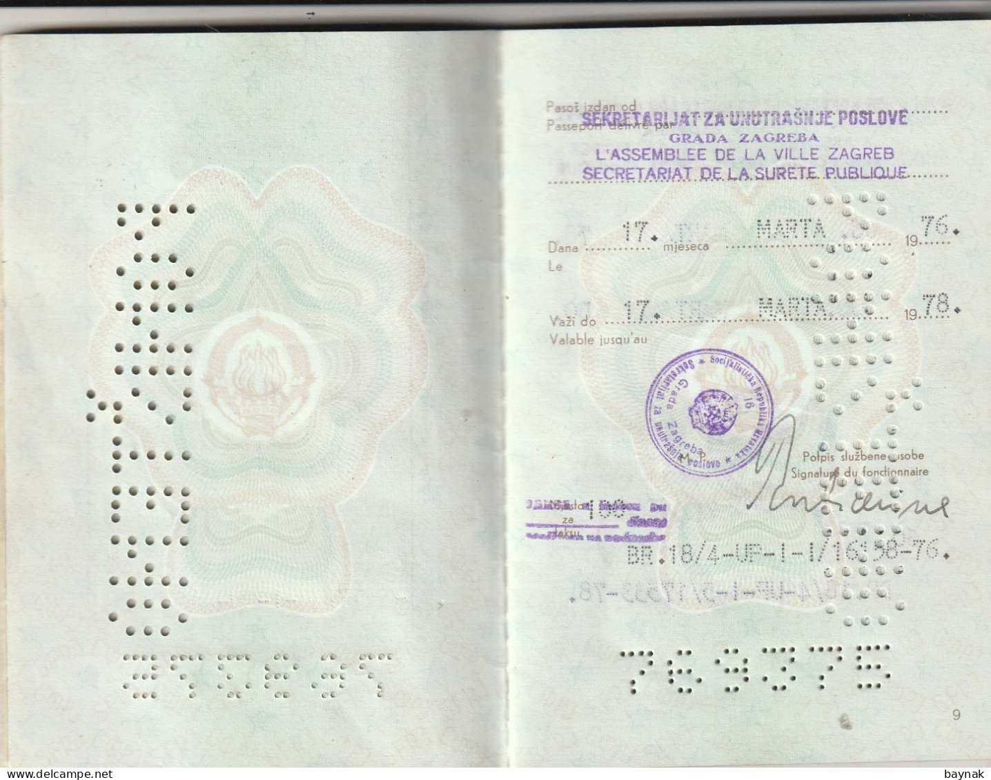 PM105 -   SFR YUGOSLAVIA   --  PASSPORT    -  MAN  - 1976  --  VISA:   KENYA ( EAST AFRICA ) - Historische Documenten