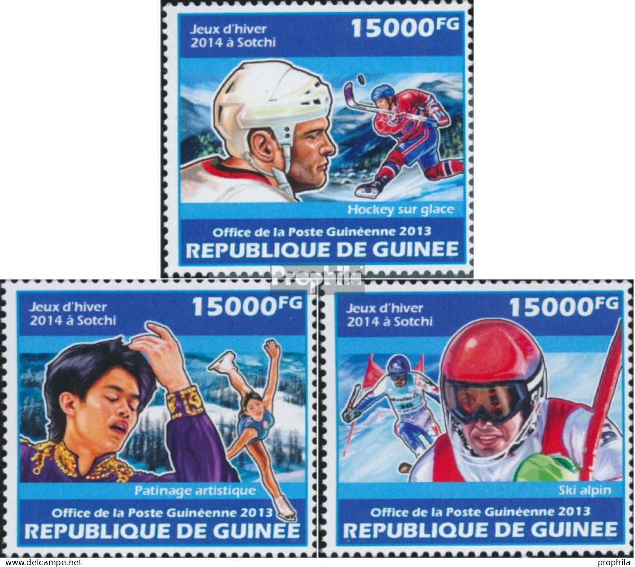 Guinea 10205-10207 (kompl. Ausgabe) Postfrisch 2013 Sotschi 2014 - República De Guinea (1958-...)