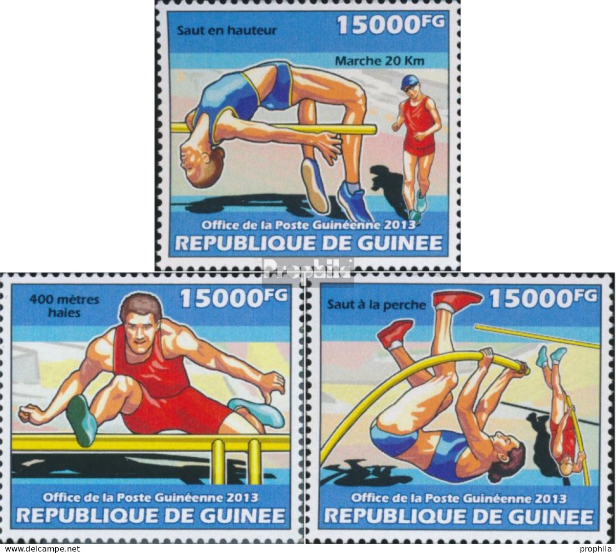 Guinea 10201-10203 (kompl. Ausgabe) Postfrisch 2013 Leichtathletik-WM - República De Guinea (1958-...)