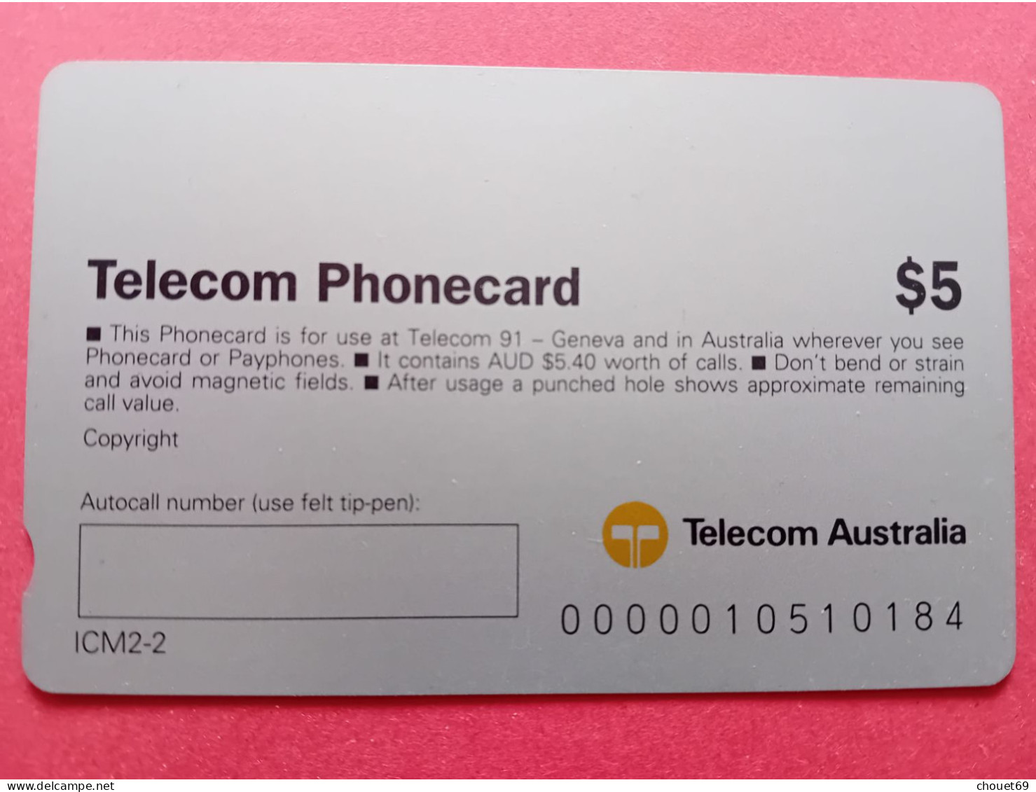 Australia Telstra Anritsu For Geneva Telecom 91 Koala 5$ 1991 Mint ICM2-2 (A30623 - Australien