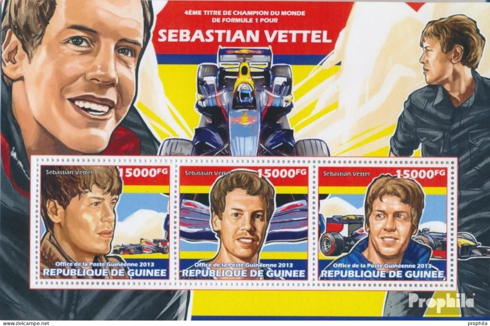 Guinea 10197-10199 Kleinbogen (kompl. Ausgabe) Postfrisch 2013 Sebastian Vettel - Guinea (1958-...)