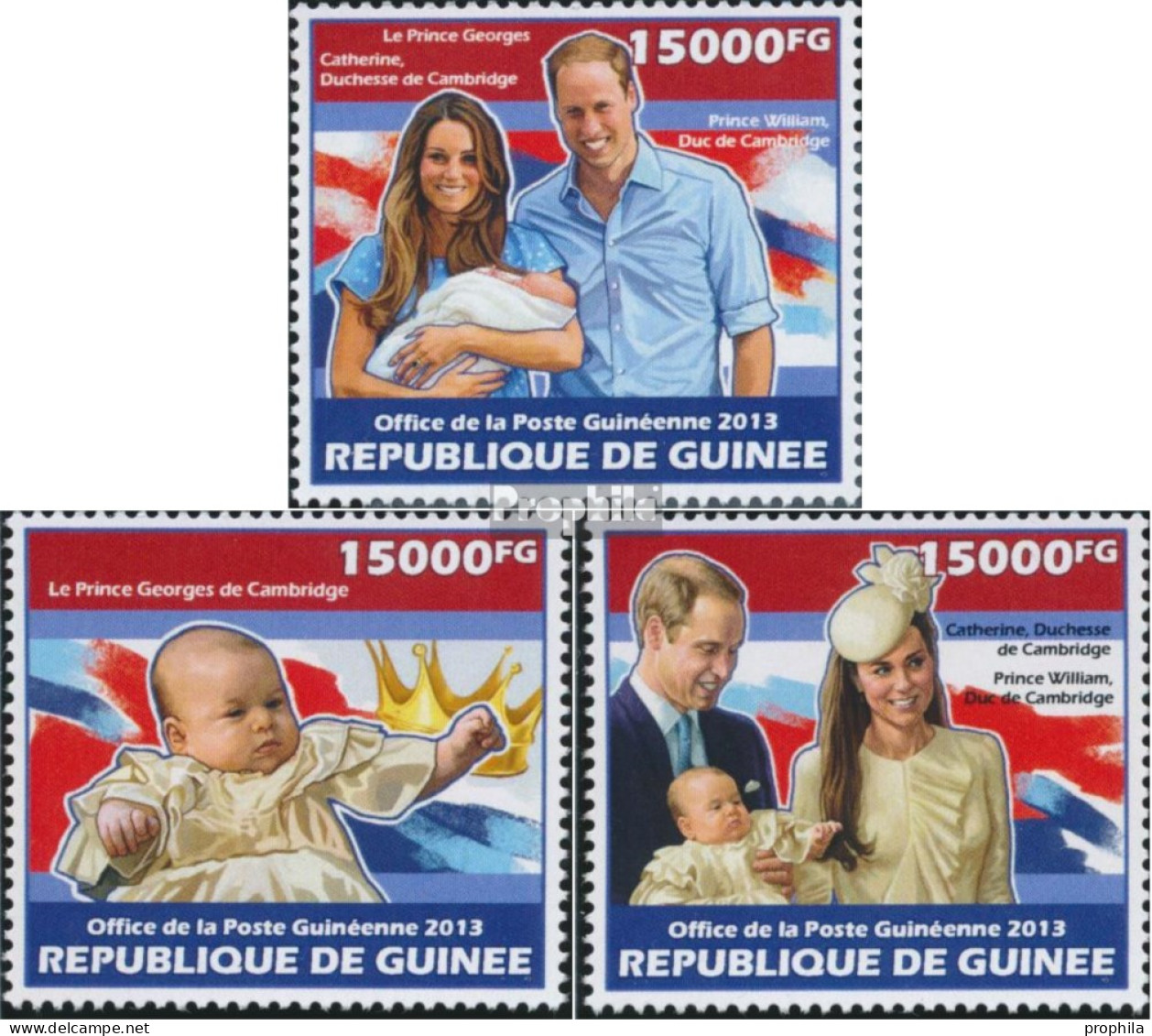 Guinea 10193-10195 (kompl. Ausgabe) Postfrisch 2013 Königliche Britische Familie - Guinée (1958-...)