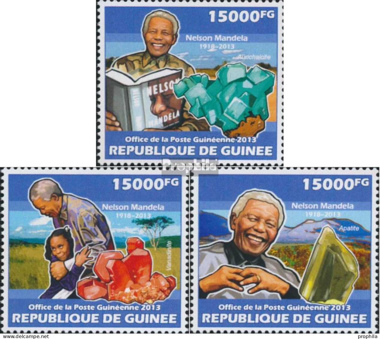 Guinea 10177-10179 (kompl. Ausgabe) Postfrisch 2013 Nelson Mandela - Guinee (1958-...)