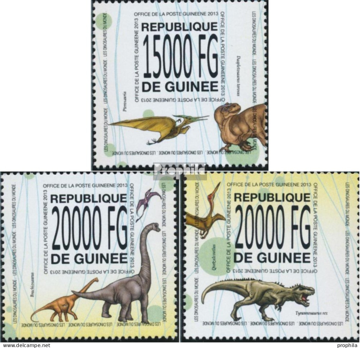 Guinea 10069-10071 (kompl. Ausgabe) Postfrisch 2013 Dinosaurier - Guinee (1958-...)