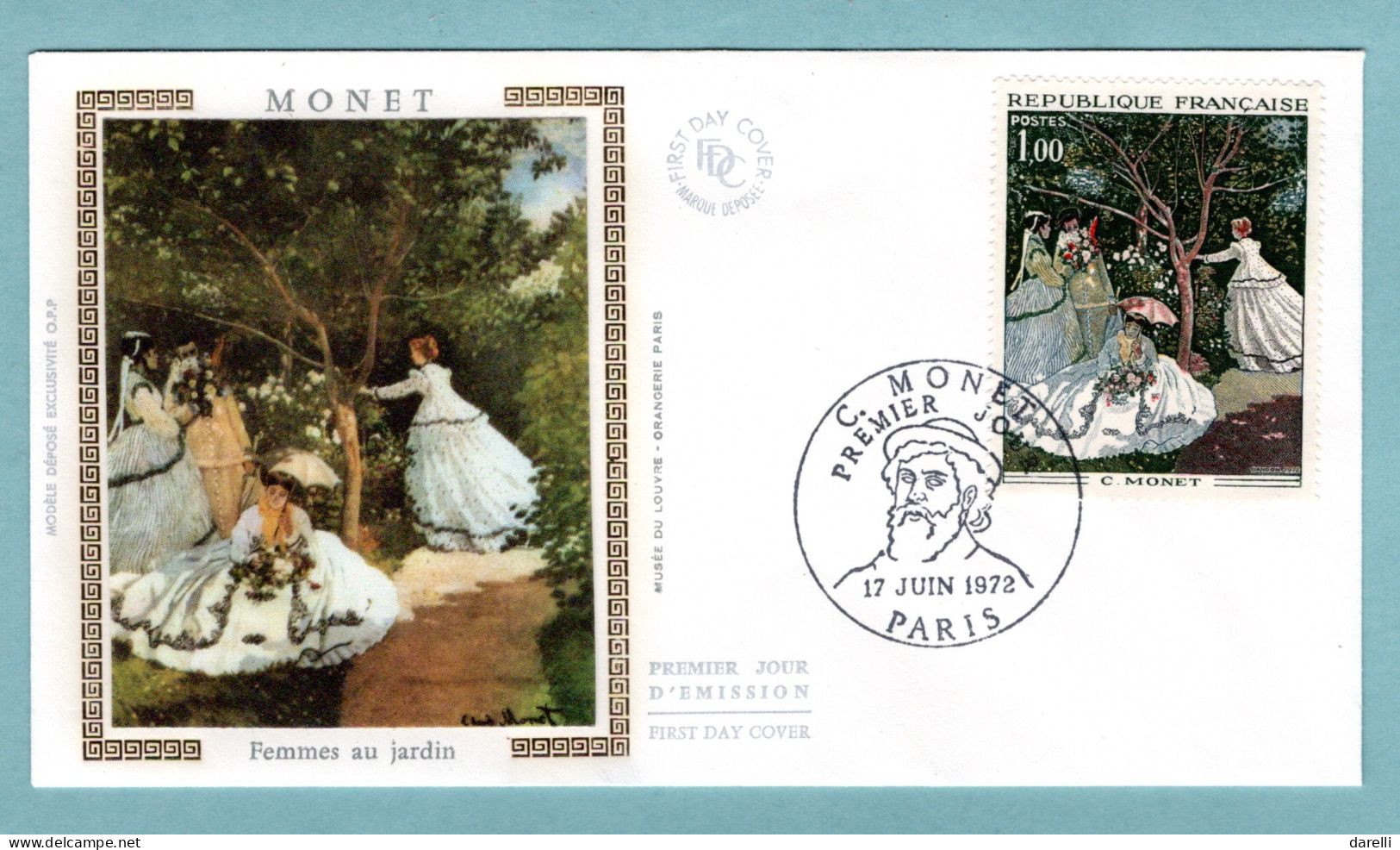 FDC France 1972 - Monet - Femmes Au Jardin - YT 1703 - Paris - 1970-1979