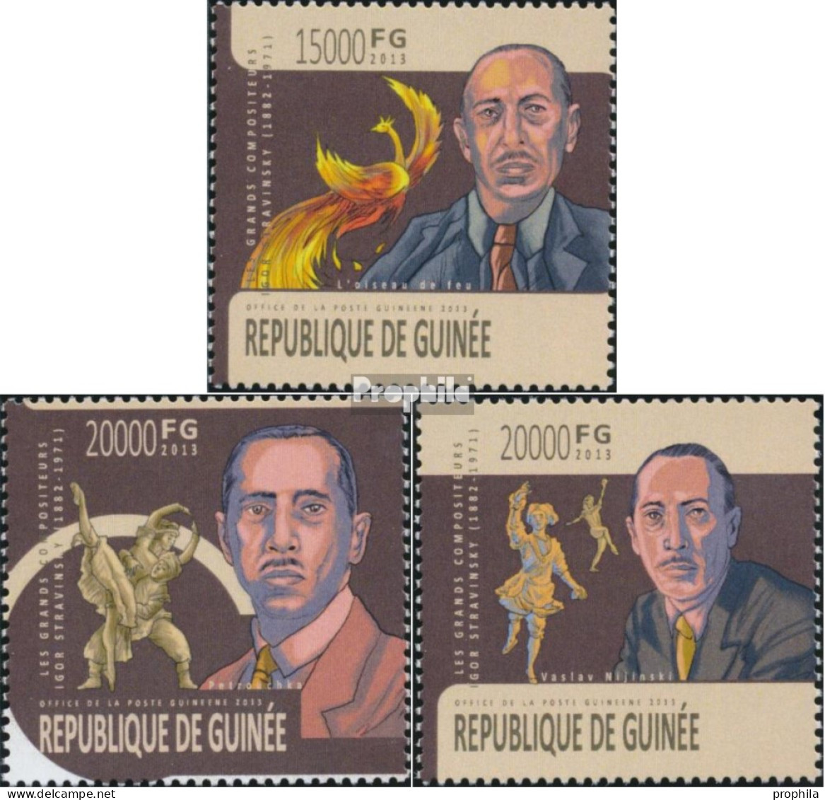 Guinea 10021-10023 (kompl. Ausgabe) Postfrisch 2013 Igor Strawinsky - República De Guinea (1958-...)