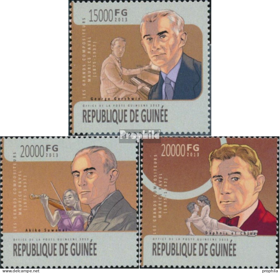 Guinea 10018-10020 (kompl. Ausgabe) Postfrisch 2013 Maurice Ravel - Guinea (1958-...)