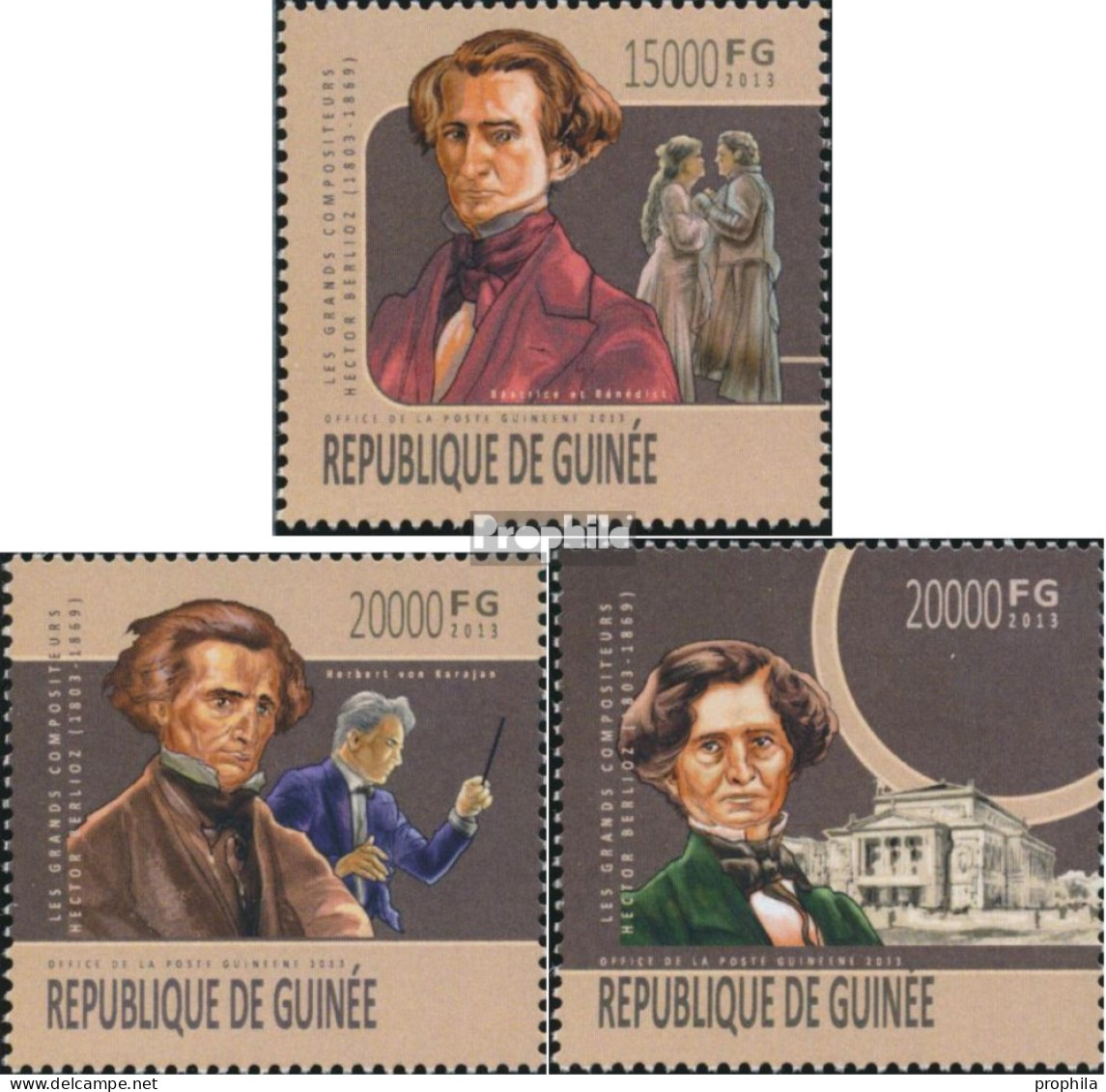 Guinea 10006-10008 (kompl. Ausgabe) Postfrisch 2013 Hektor Berlioz - Guinee (1958-...)