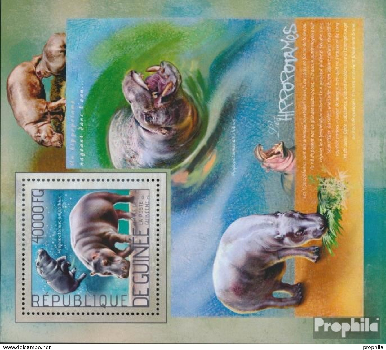 Guinea Block 2370 (kompl. Ausgabe) Postfrisch 2014 Nilpferd - Guinee (1958-...)