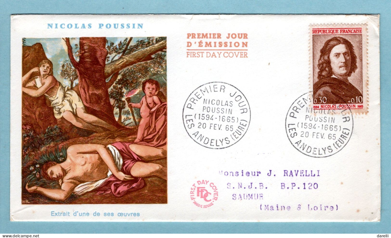 FDC France 1965 - Nicolas Poussin YT 1443 - 27 Les Andelys - 1960-1969