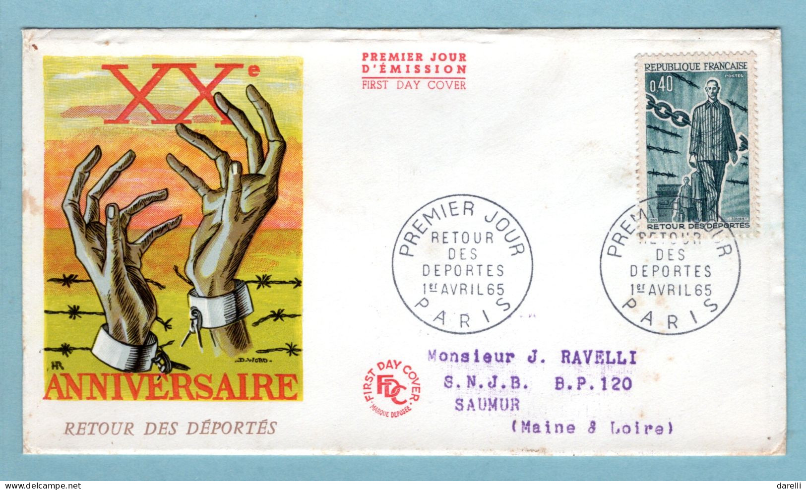 FDC France 1965 - Retour Des Déportés - YT 1447 - Paris - 1960-1969