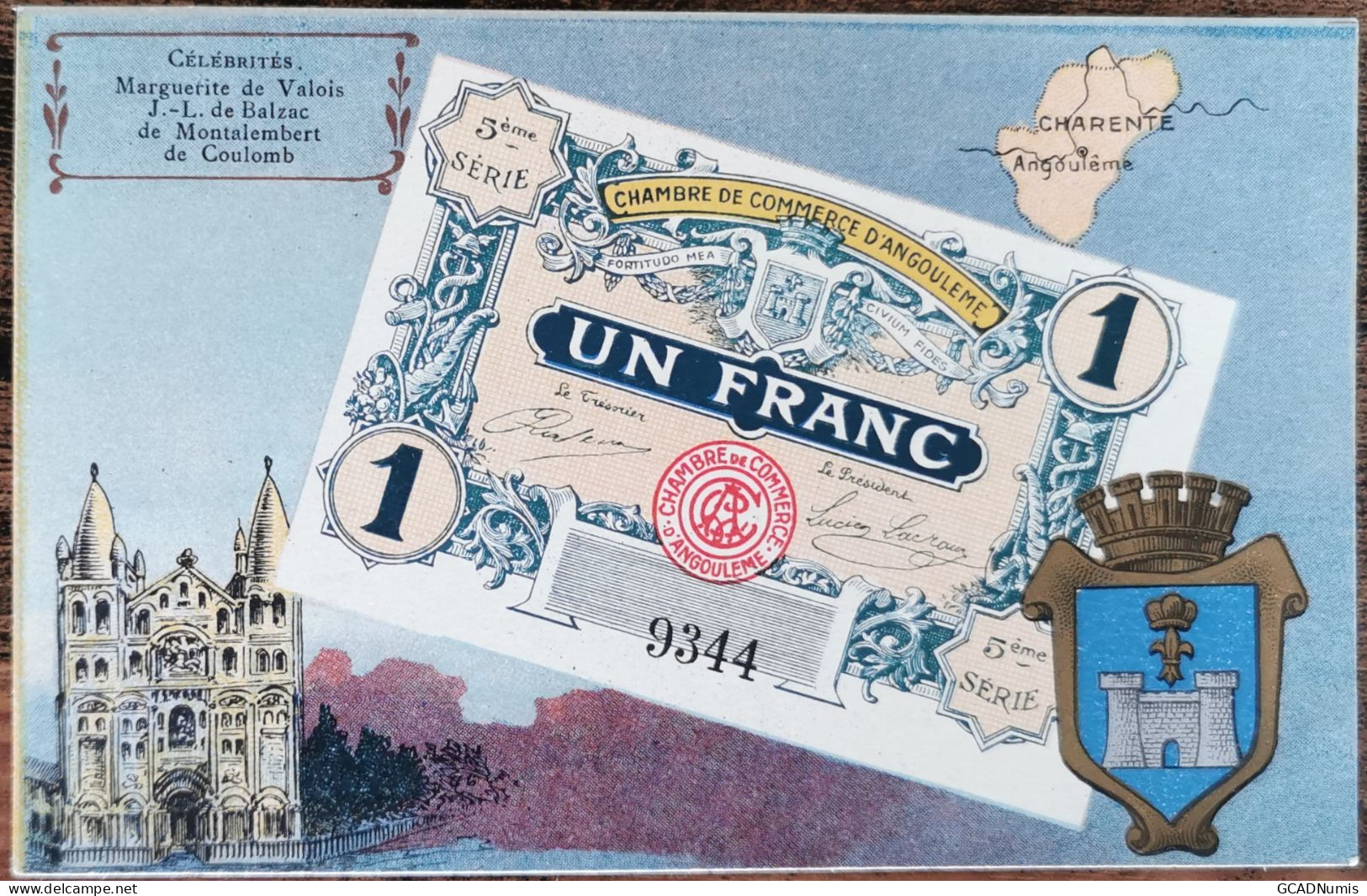 CARTE POSTALE Billet 1 Franc Chambre De Commerce D'ANGOULEME - Charentev - Angouleme