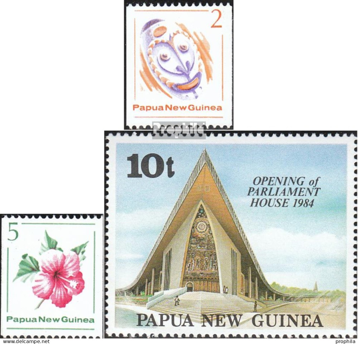 Papua-Neuguinea 407-408,477 (kompl.Ausg.) Postfrisch 1981/1984 Rollenmarken, Parlament - Papua New Guinea