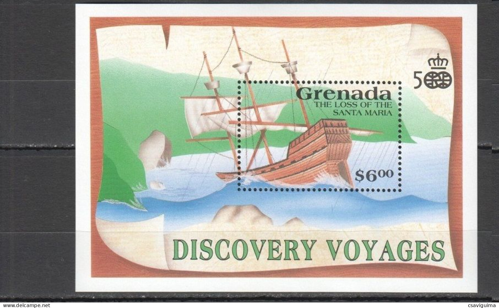 Grenada - 1991 - Discovery Voyages - Yv Bf 270 - Bateaux