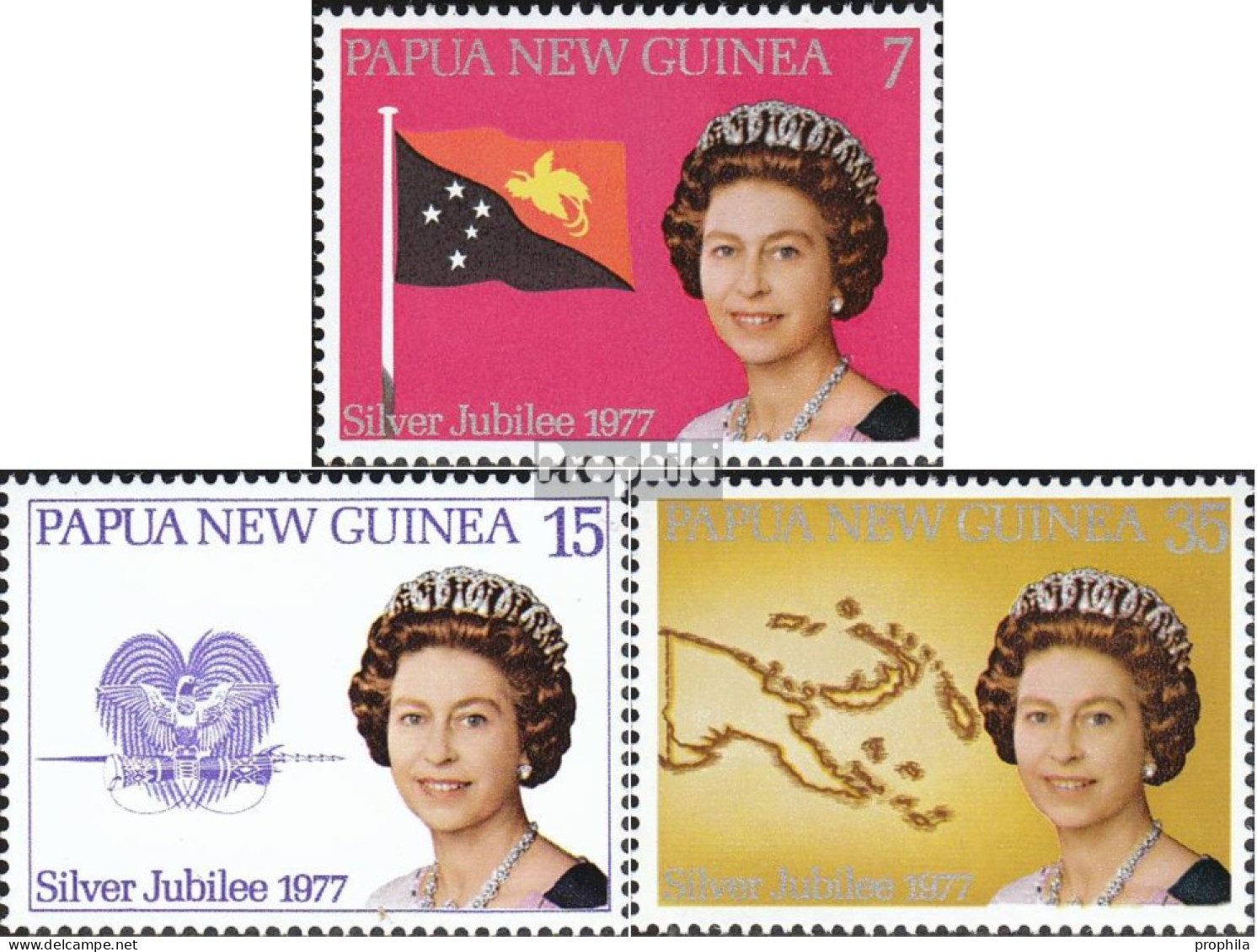 Papua-Neuguinea 321-323 (kompl.Ausg.) Postfrisch 1977 Elisabeth II. - Papua New Guinea
