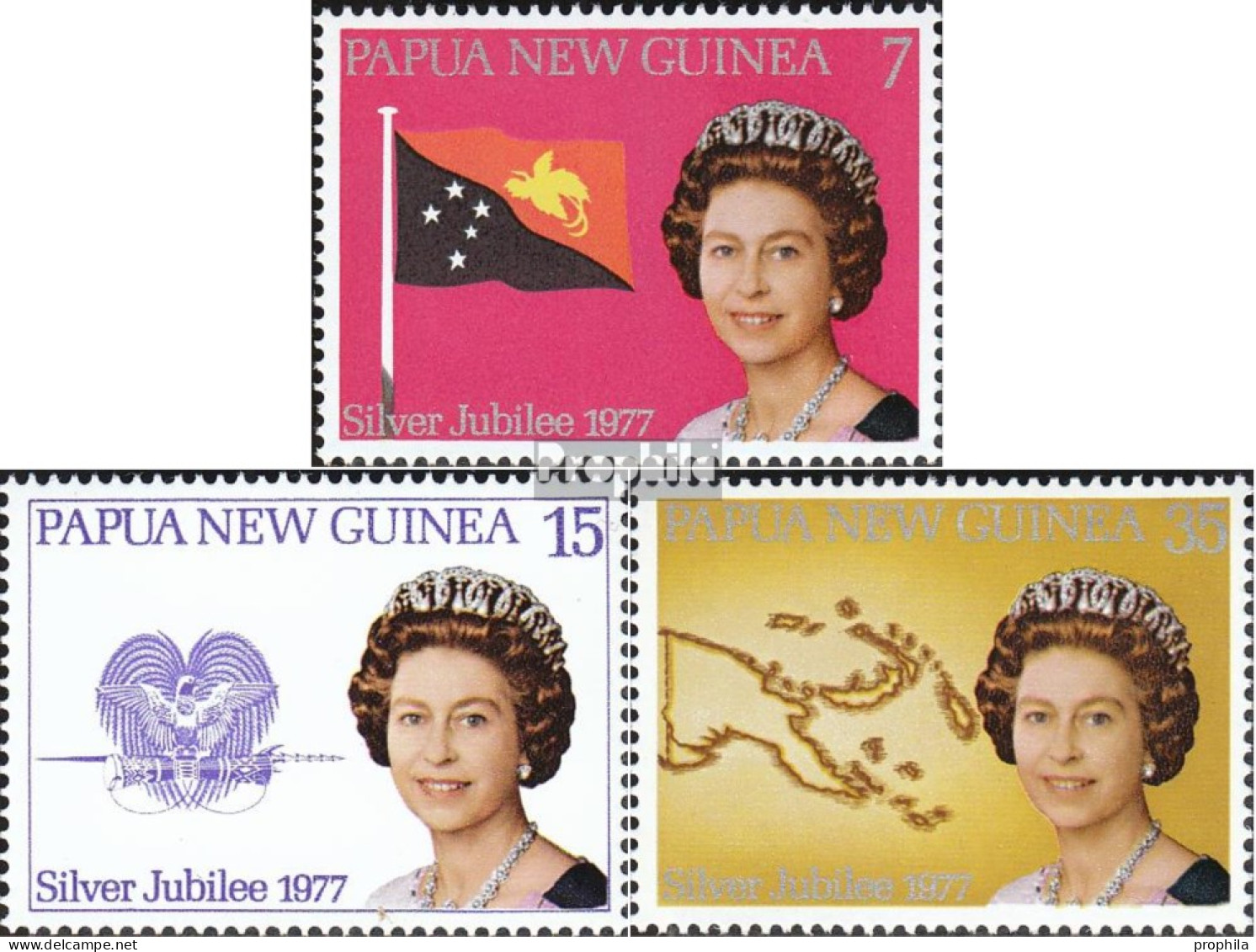 Papua-Neuguinea 321-323 (kompl.Ausg.) Postfrisch 1977 Elisabeth II. - Papua-Neuguinea