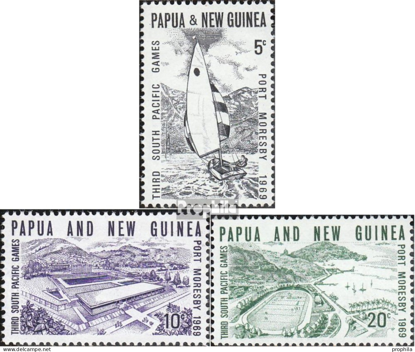 Papua-Neuguinea 158-160 (kompl.Ausg.) Postfrisch 1969 Sport - Papua-Neuguinea