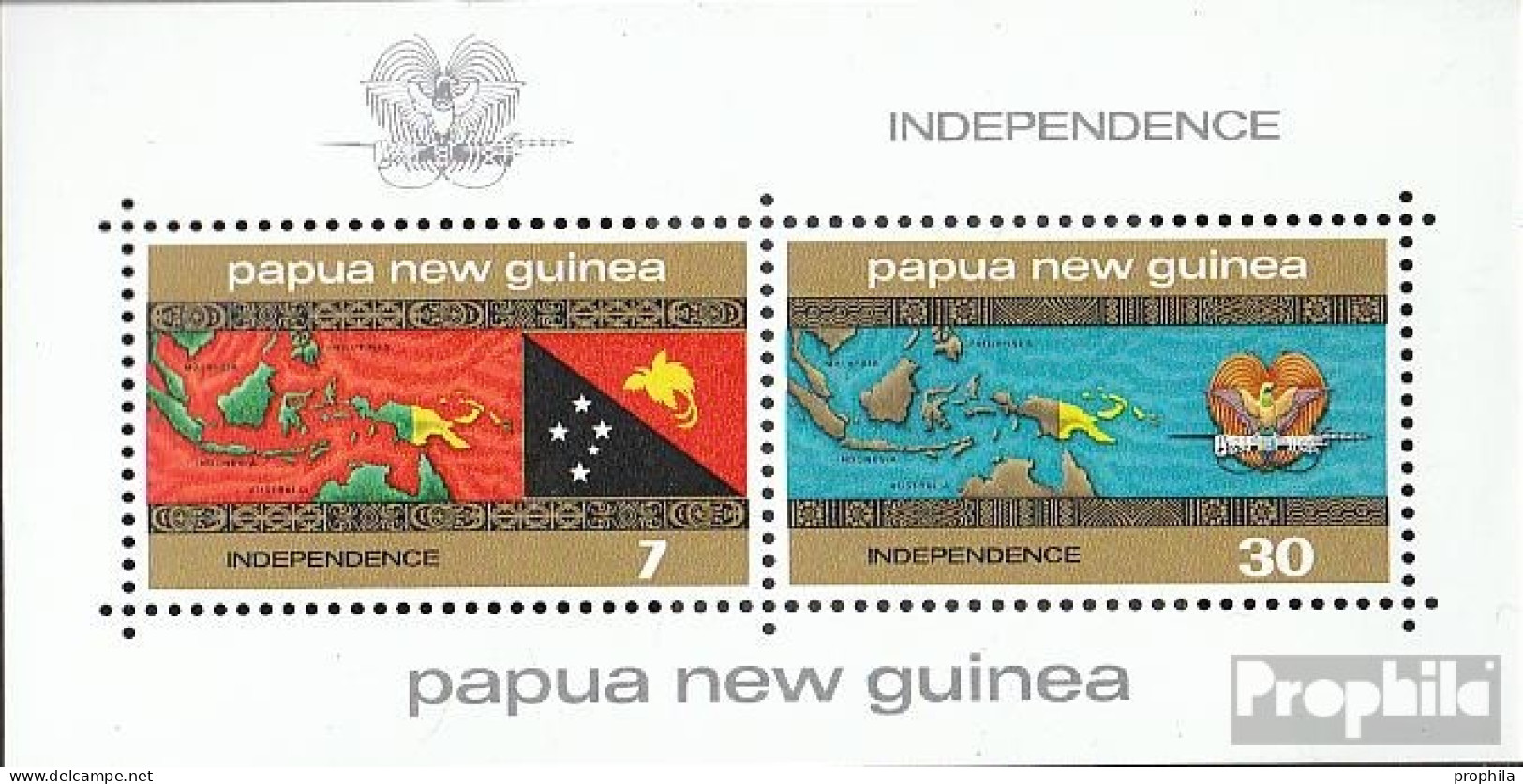 Papua-Neuguinea Block1 (kompl.Ausg.) Postfrisch 1975 Unabhängigkeit - Papouasie-Nouvelle-Guinée