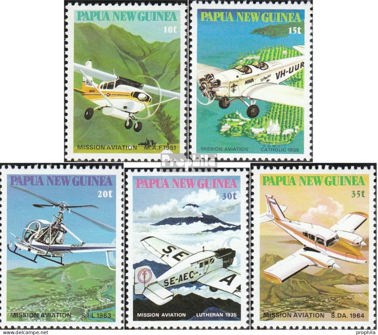 Papua-Neuguinea 413-417 (kompl.Ausg.) Postfrisch 1981 Flugzeuge - Papúa Nueva Guinea