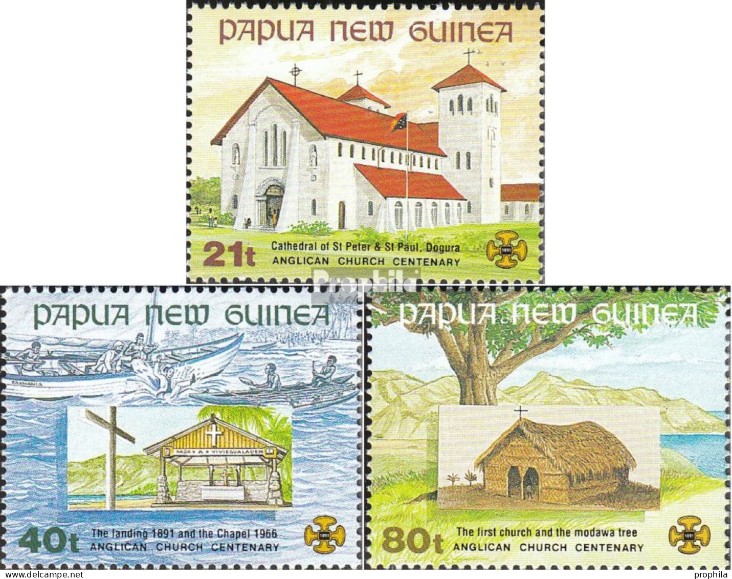 Papua-Neuguinea 640-642 (kompl.Ausg.) Postfrisch 1991 Kirche - Papúa Nueva Guinea