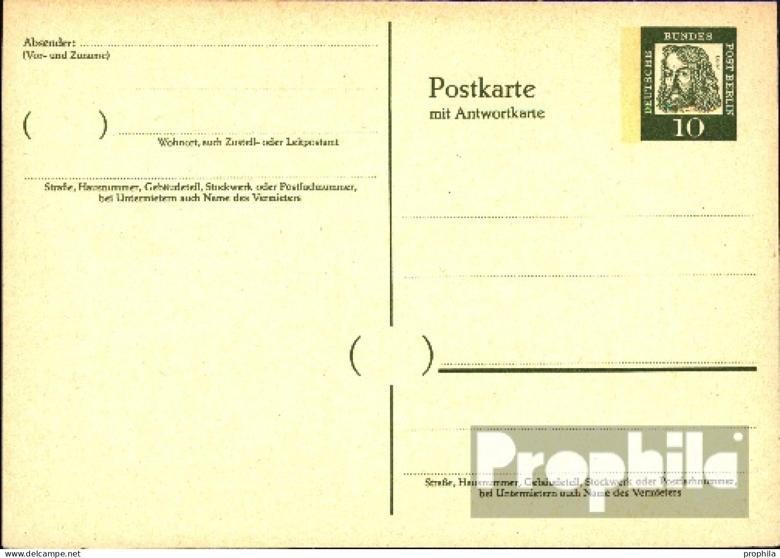 Berlin (West) P54F Amtliche Postkarte Gebraucht Bed. Deutsche - Autres & Non Classés