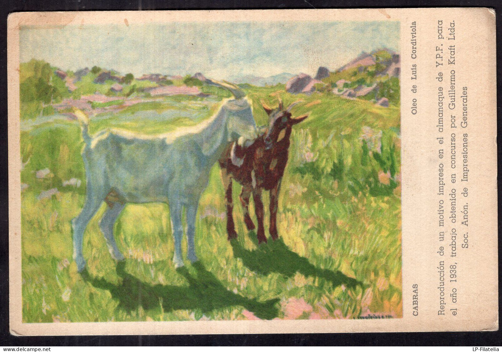 Argentina - Circa 1930 - Painting - Luis Cordiviola - Goats - Other & Unclassified