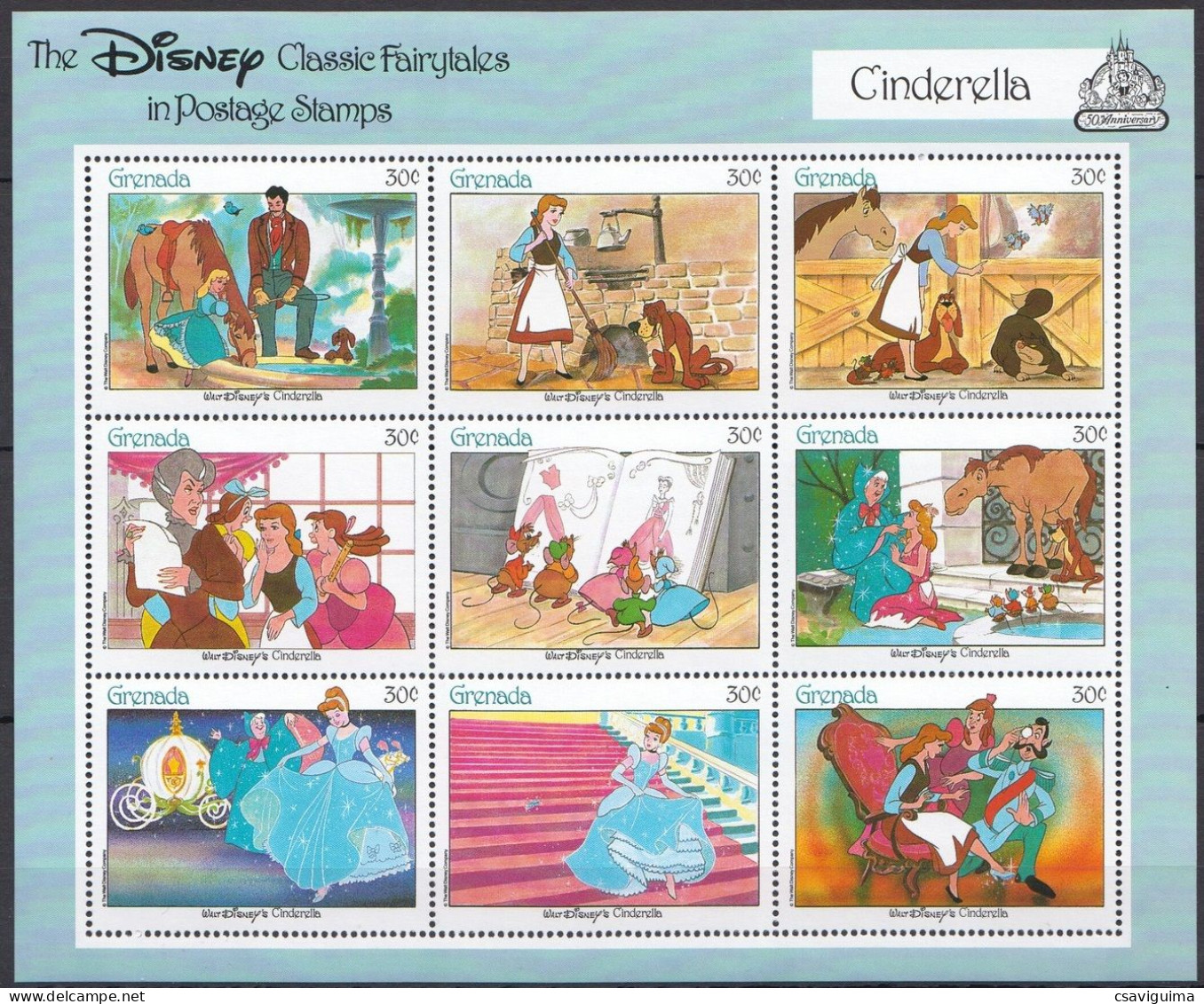 Grenada - 1987 - Disney: Cinderella - Yv  1464/72 - Disney