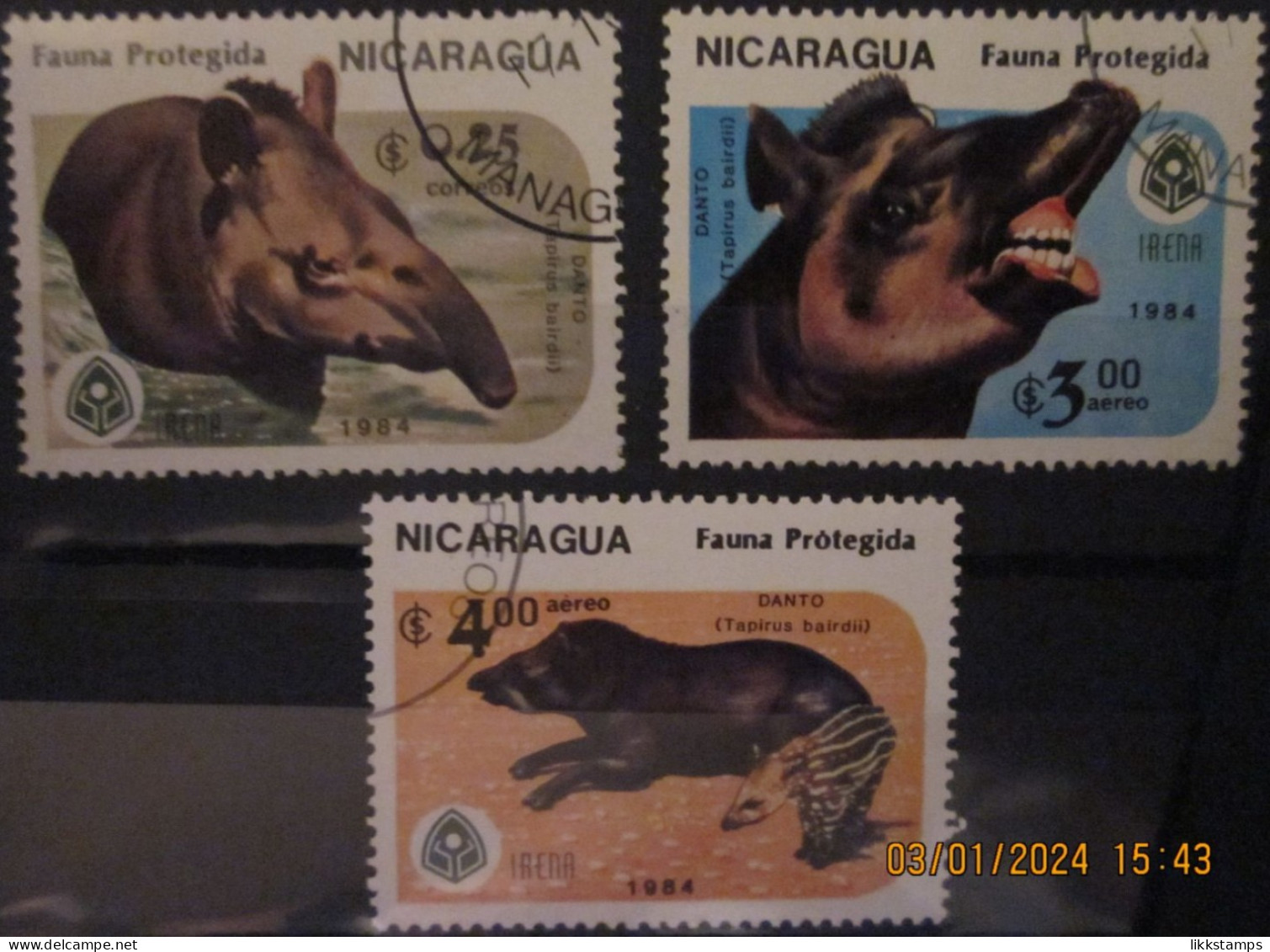 NICARAGUA ~ 1984 ~ S.G. NUMBERS 2636 + 2638 - 2639. ~ WILDLIFE. ~ VFU #03497 - Nicaragua