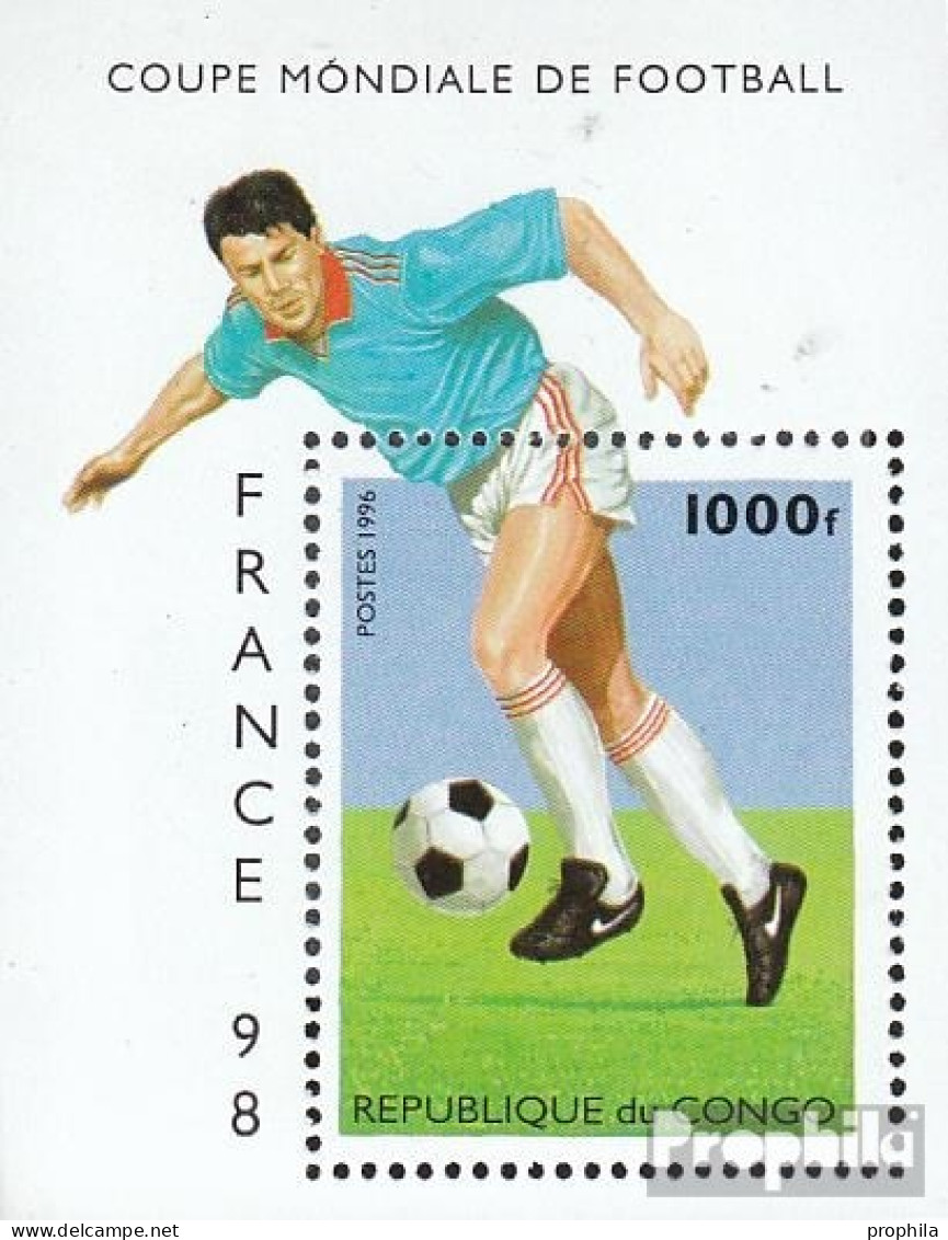 Kongo (Brazzaville) Block128 (kompl.Ausg.) Postfrisch 1996 Fußball-WM 98 In Frankreich - Used