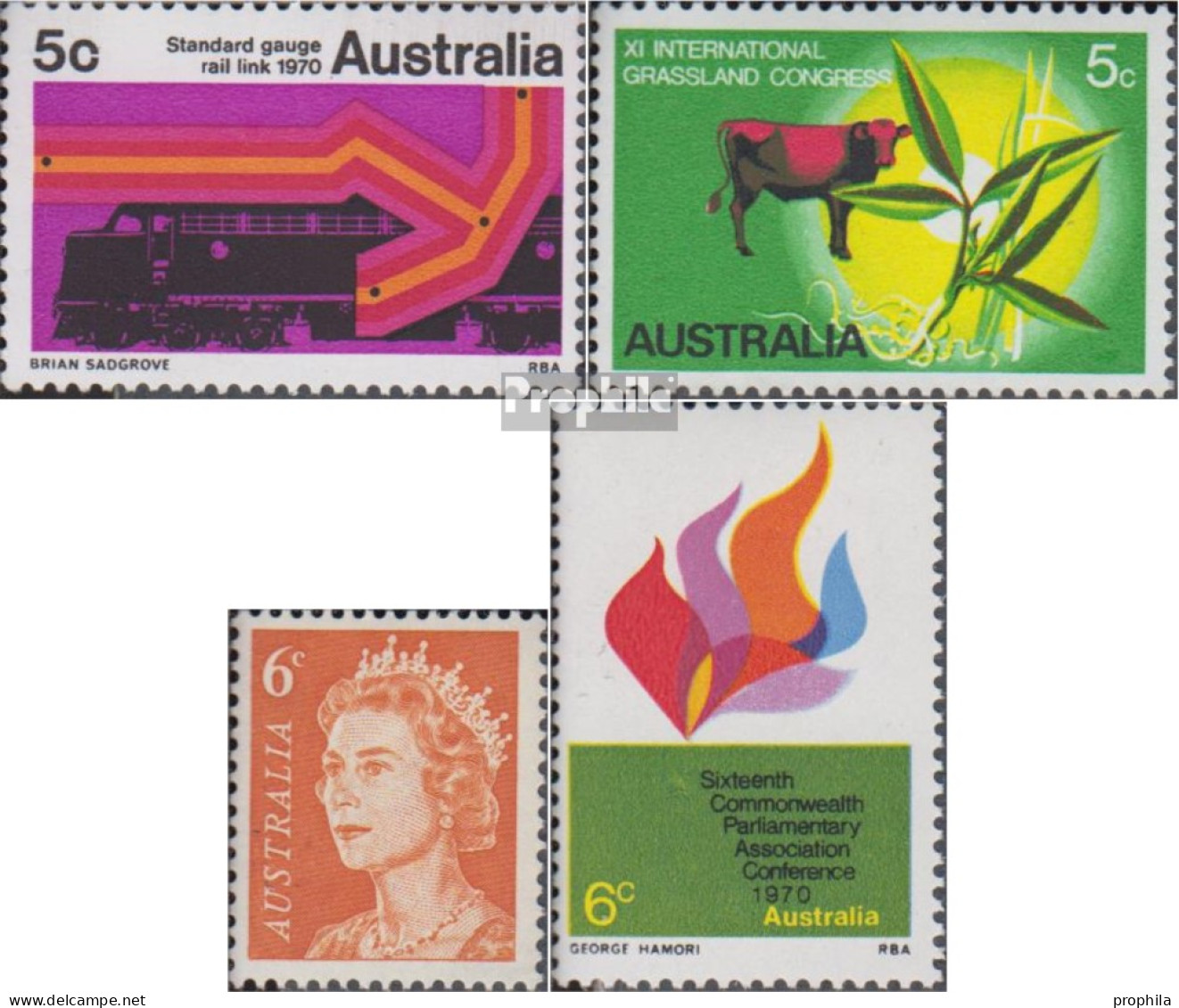 Australien 431,436,450,451 (kompl.Ausg.) Postfrisch 1970 Eisenbahn, Elisabeth U.a. - Mint Stamps