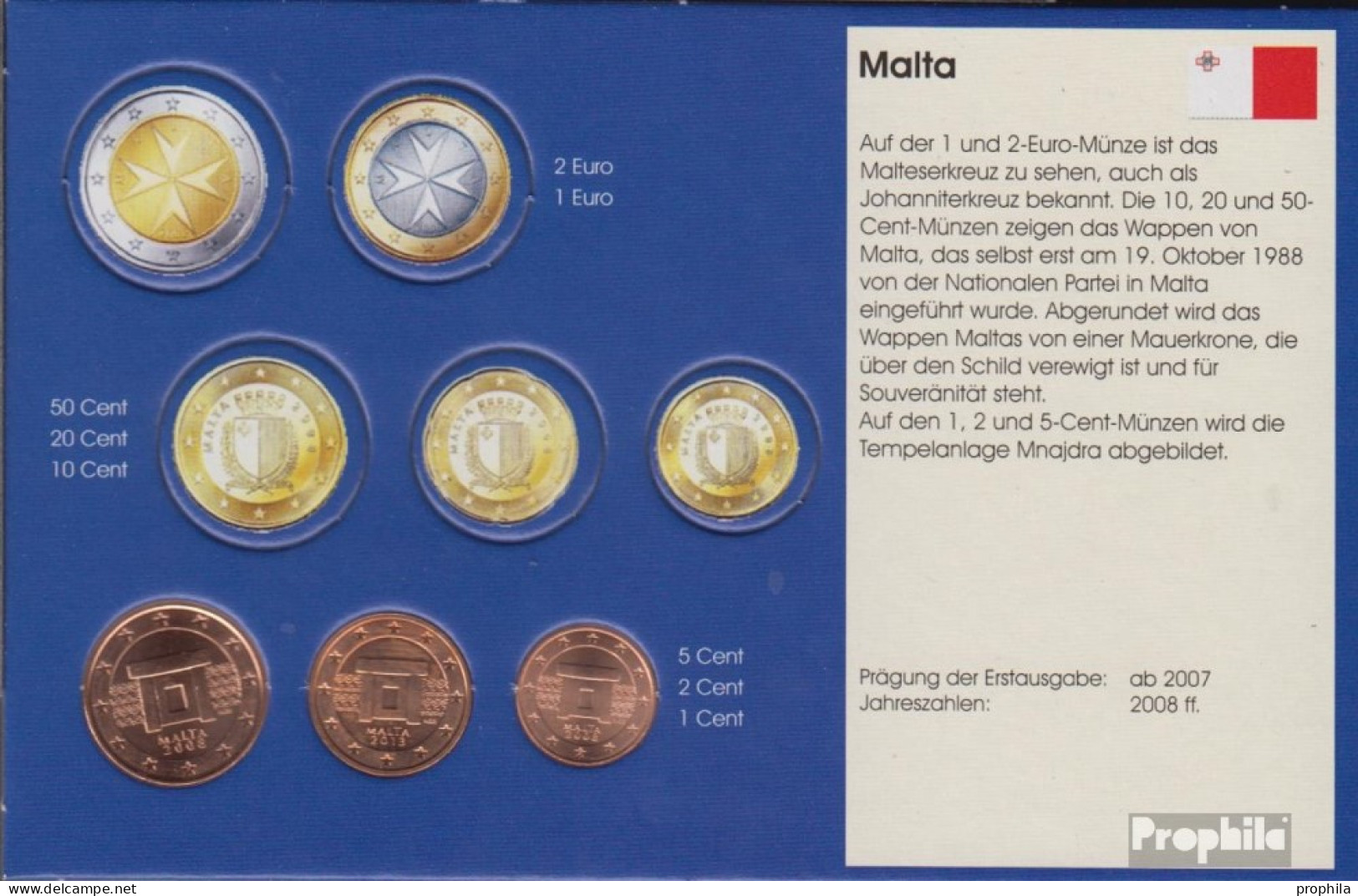 Malta M1- 3 Stgl./unzirkuliert Gemischte Jahrgänge Ab 2008 Kursmünze 1, 2 Und 5 Cent - Malta