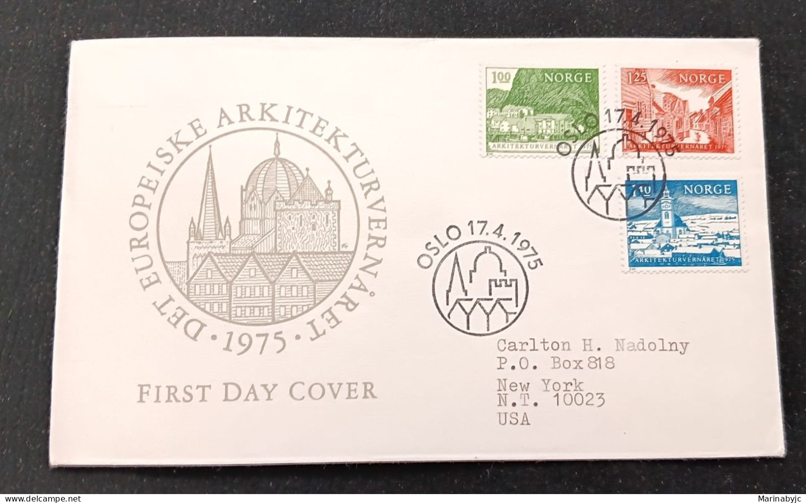 D)1975, NORWAY, FIRST DAY COVER, ISSUE, EUROPEAN YEAR FOR THE PROTECTION OF BUILDINGS, NUSFJORD FISHING STATION, IS. LOF - Altri & Non Classificati