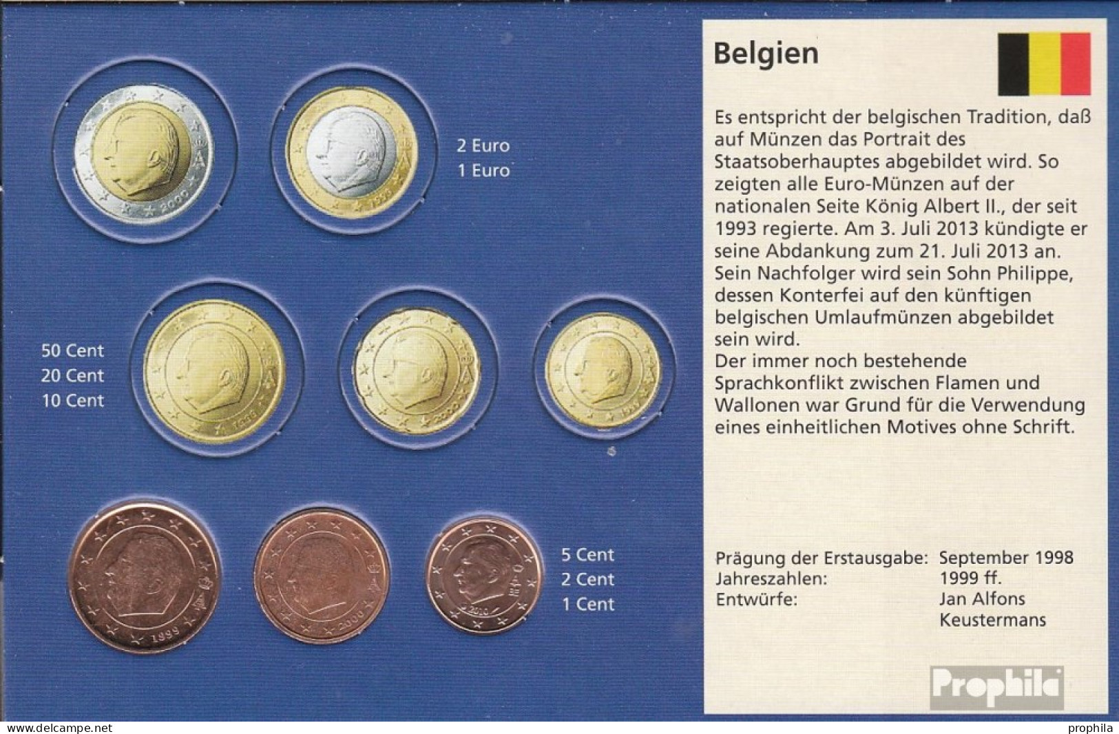 Belgien B1 - 3 Stgl./unzirkuliert Gemischte Jahrgänge Ab 1999 Kursmünze 1, 2 Und 5 Cent - Belgio