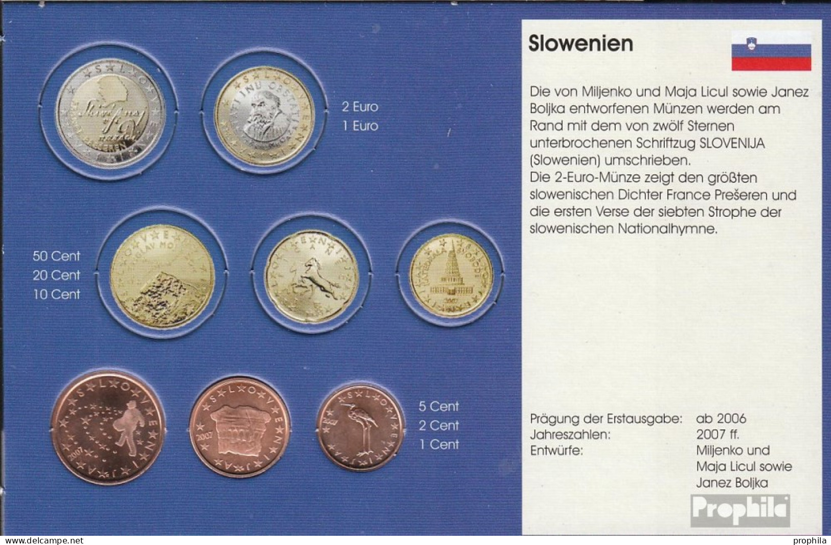 Slowenien SLO1- 3 2007 Stgl./unzirkuliert 2007 Kursmünze 1, 2 Und 5 Cent - Slowenien