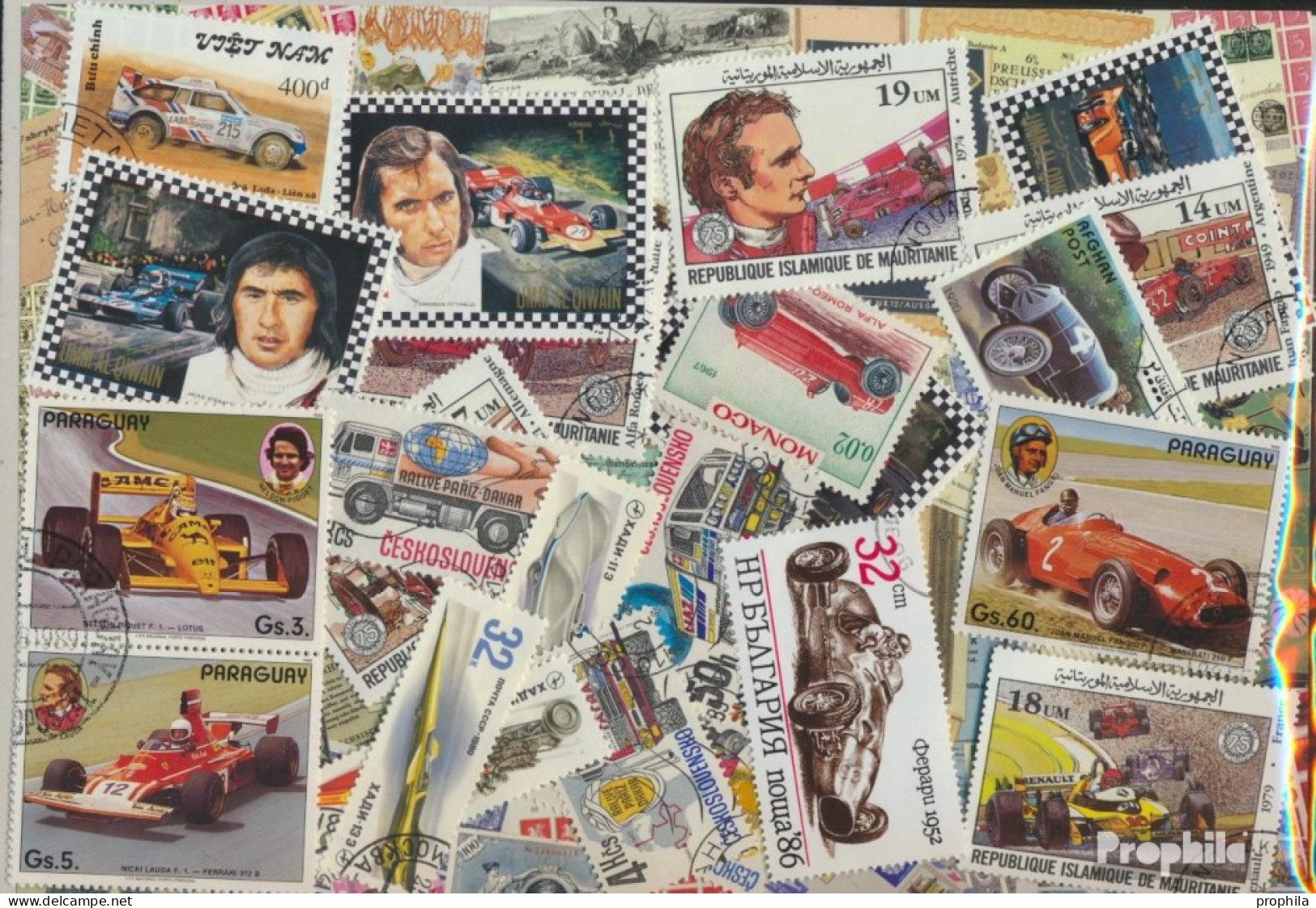 Motive Briefmarken-25 Verschiedene Rennautos Und Motorsport Marken - Auto's