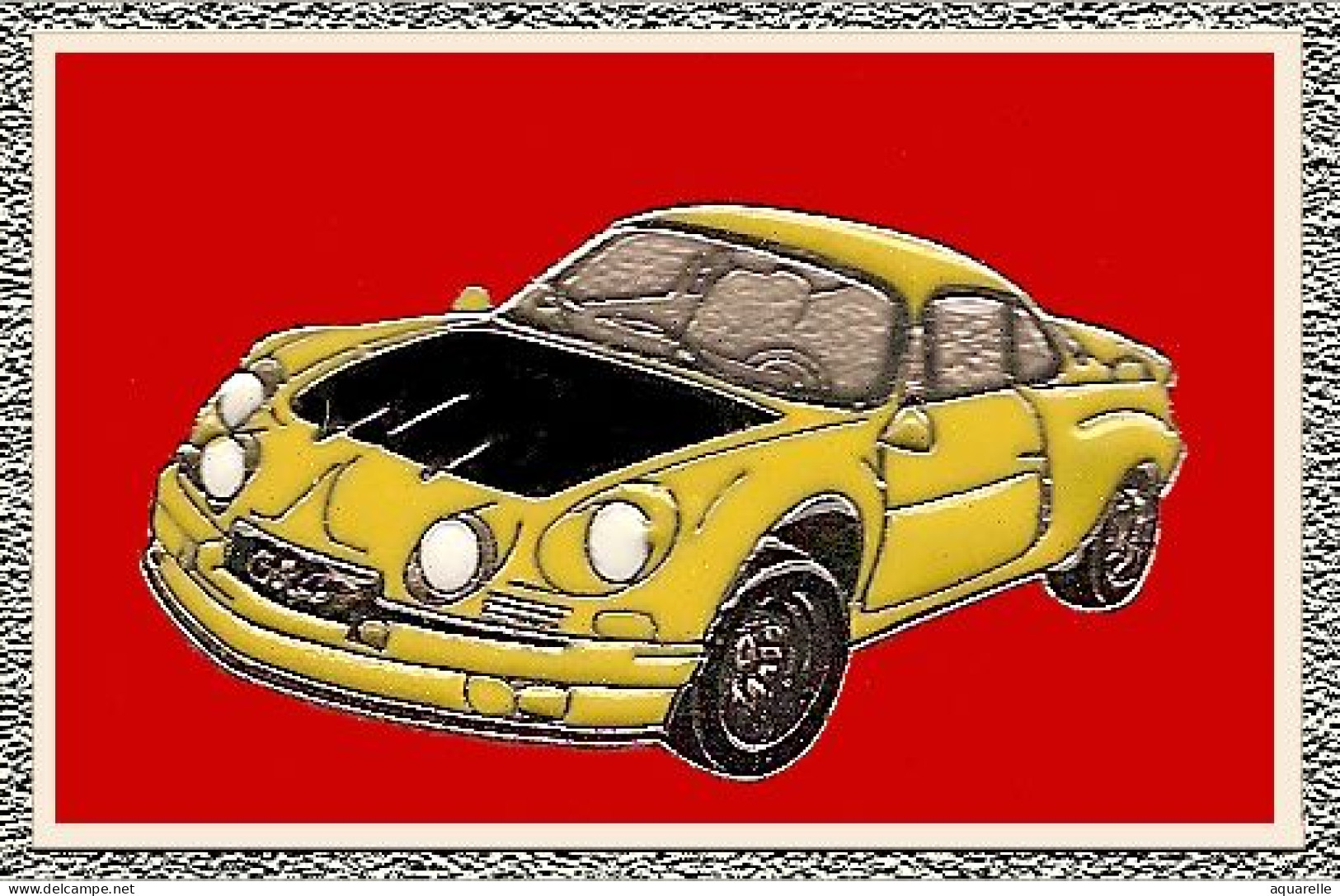 SUPER PIN'S  "ALPINE RENAULT" Carrosserie Jaune Et Noire En émail Cloisonné Base ARGENT, Format 3,4X1,9cm - Renault