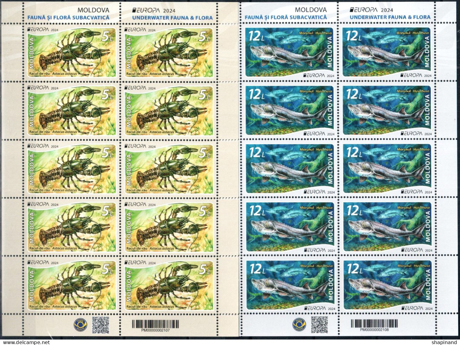 Moldova 2024 "Europa" Underwater Flora And Fauna.2 Sheets Quality:100% - Moldavie