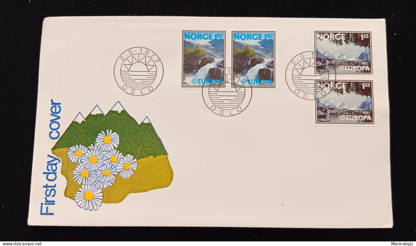 D)1977, NORWAY, FIRST DAY COVER, ISSUE, "EUROPA" ISSUE, LANDSCAPES, , BOLDALSETER WATERFALL AND SETREBEEN GLACIER, HAMMO - Other & Unclassified