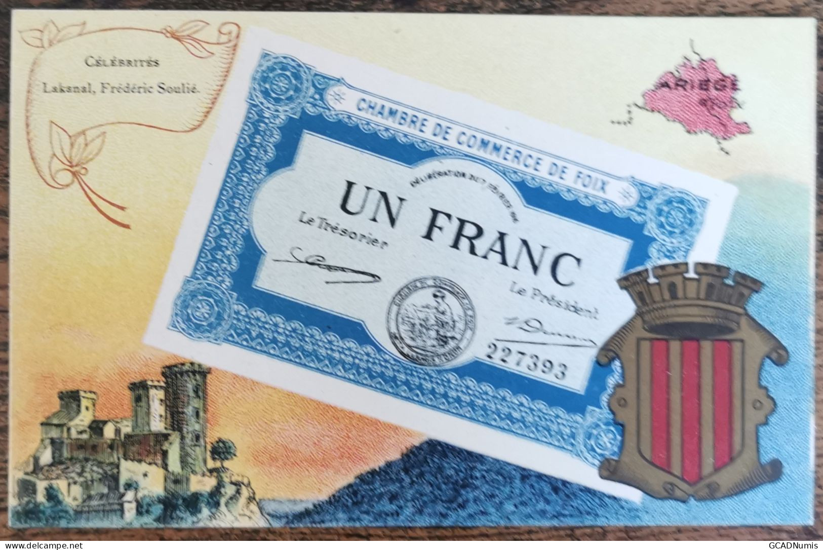 CARTE POSTALE Billet 1 Franc Chambre De Commerce De FOIX - Ariège - Foix