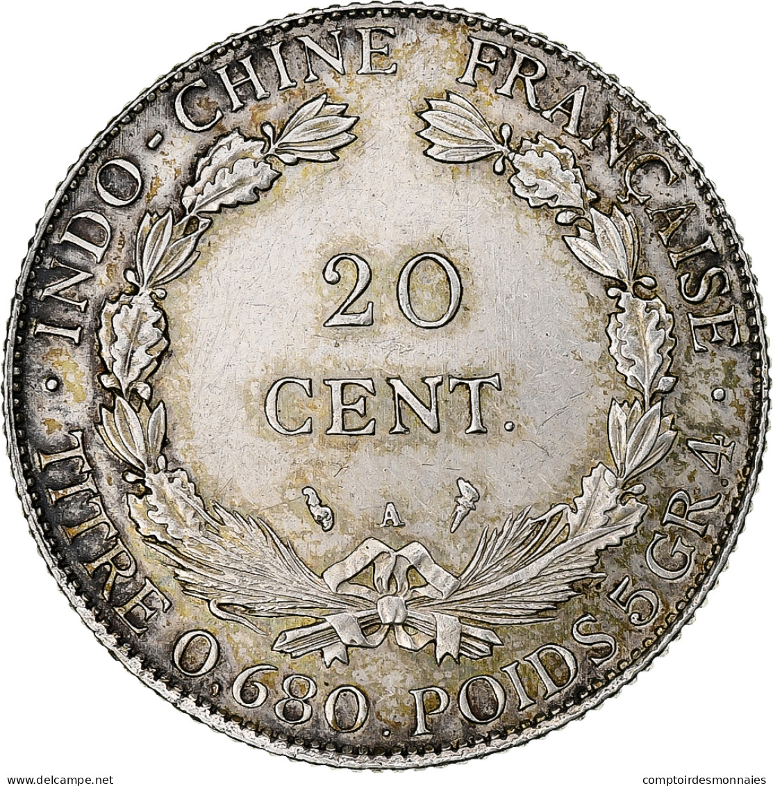 Indochine Française, 20 Cent, 1930, Paris, Argent, TTB+ - Sonstige & Ohne Zuordnung