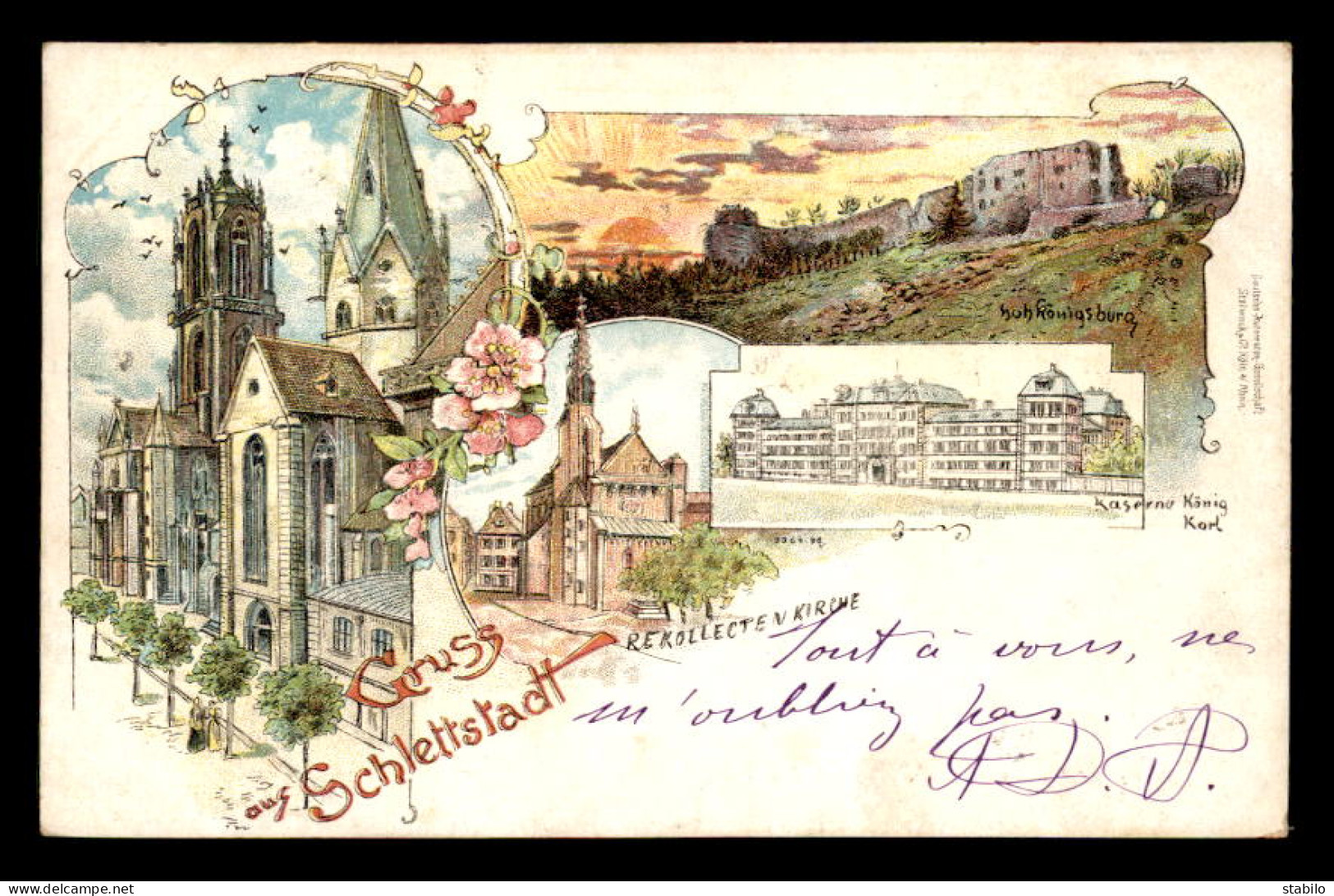 67 - SELESTAT - SCHLETTSTADT - CARTE LITHOGRAPHIQUE GRUSS - Selestat