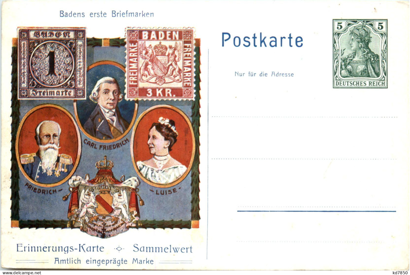 Badens Erste Briefmarke - Ganzsache - Sellos (representaciones)
