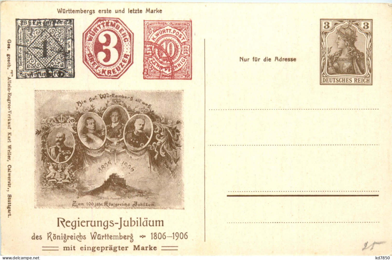 Württembergs Erste Und Letzte Briefmarke - Ganzsache - Sellos (representaciones)