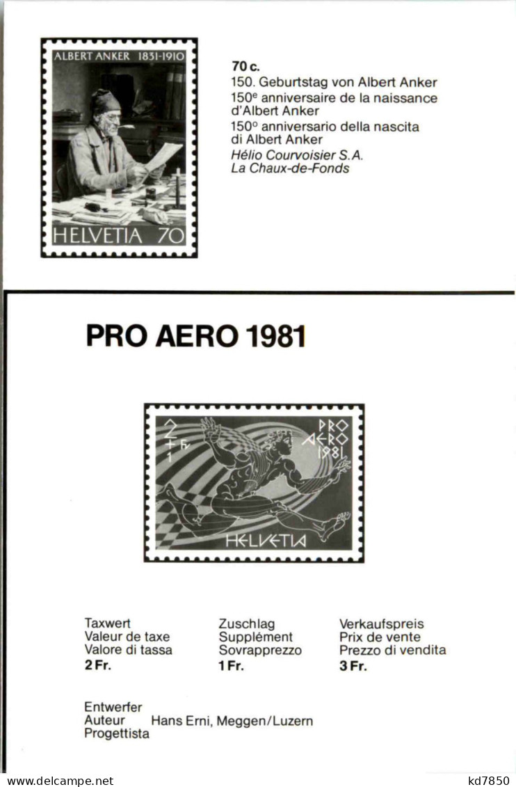 Schweiz Pro Aero - Timbres (représentations)