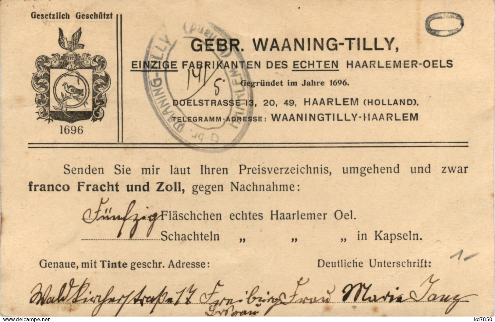 Haarlem - Gebr. Waaning Tilly - Covers & Documents