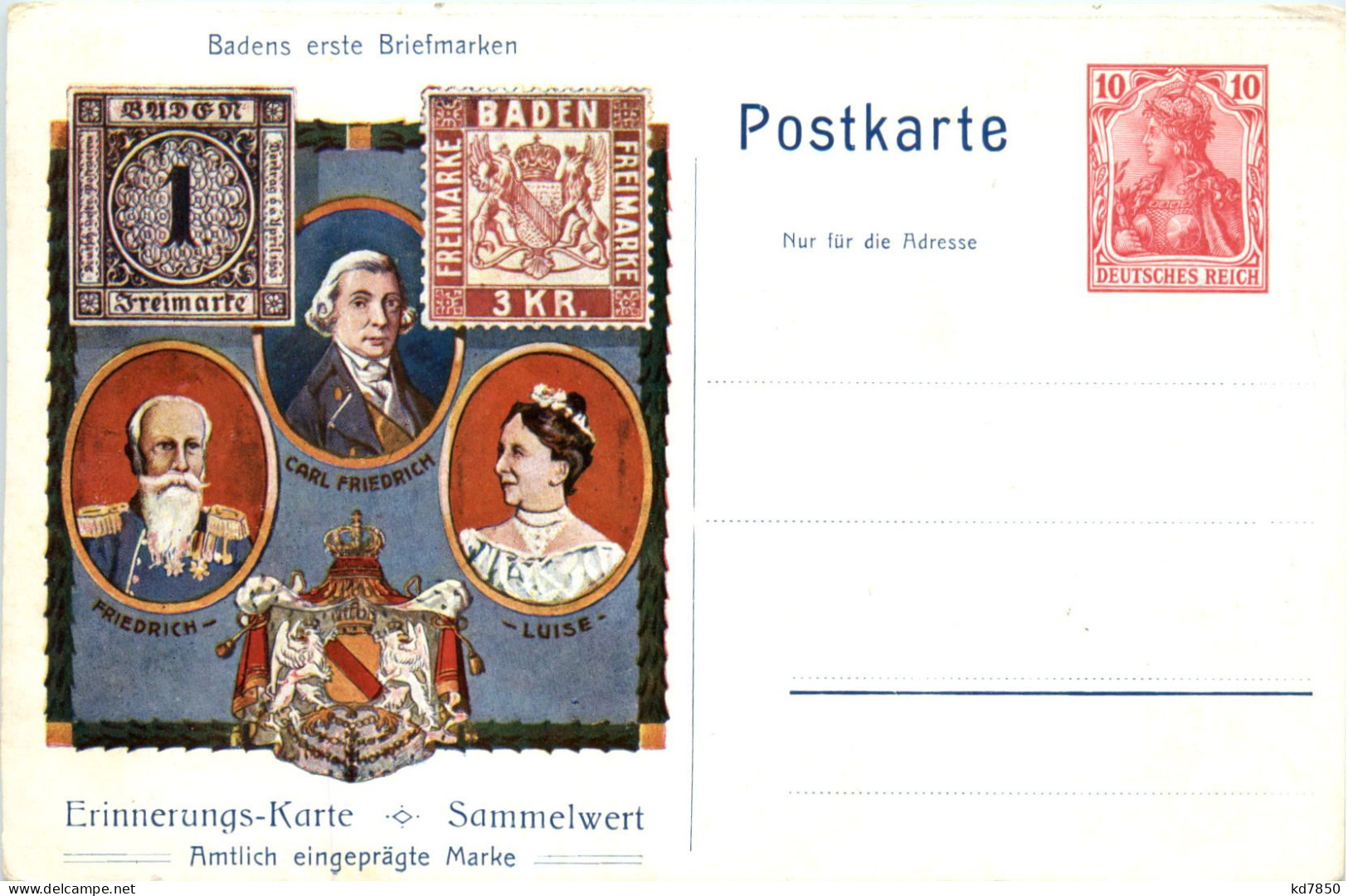 Badens Erste Briefmarke - Ganzsache - Stamps (pictures)