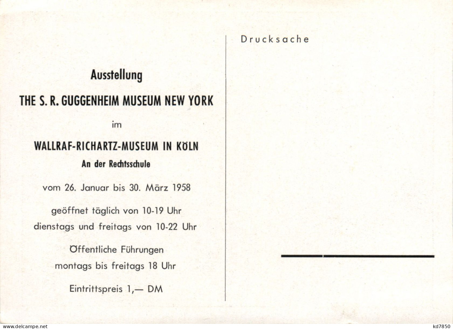 Künstlerkarte - Guggenheim Museum - Museum Köln - Koeln