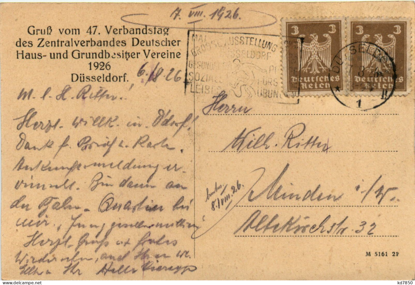 Düsseldorf - 47. Verbandstag Deutscher Grundbesitzer 1926 - Duesseldorf