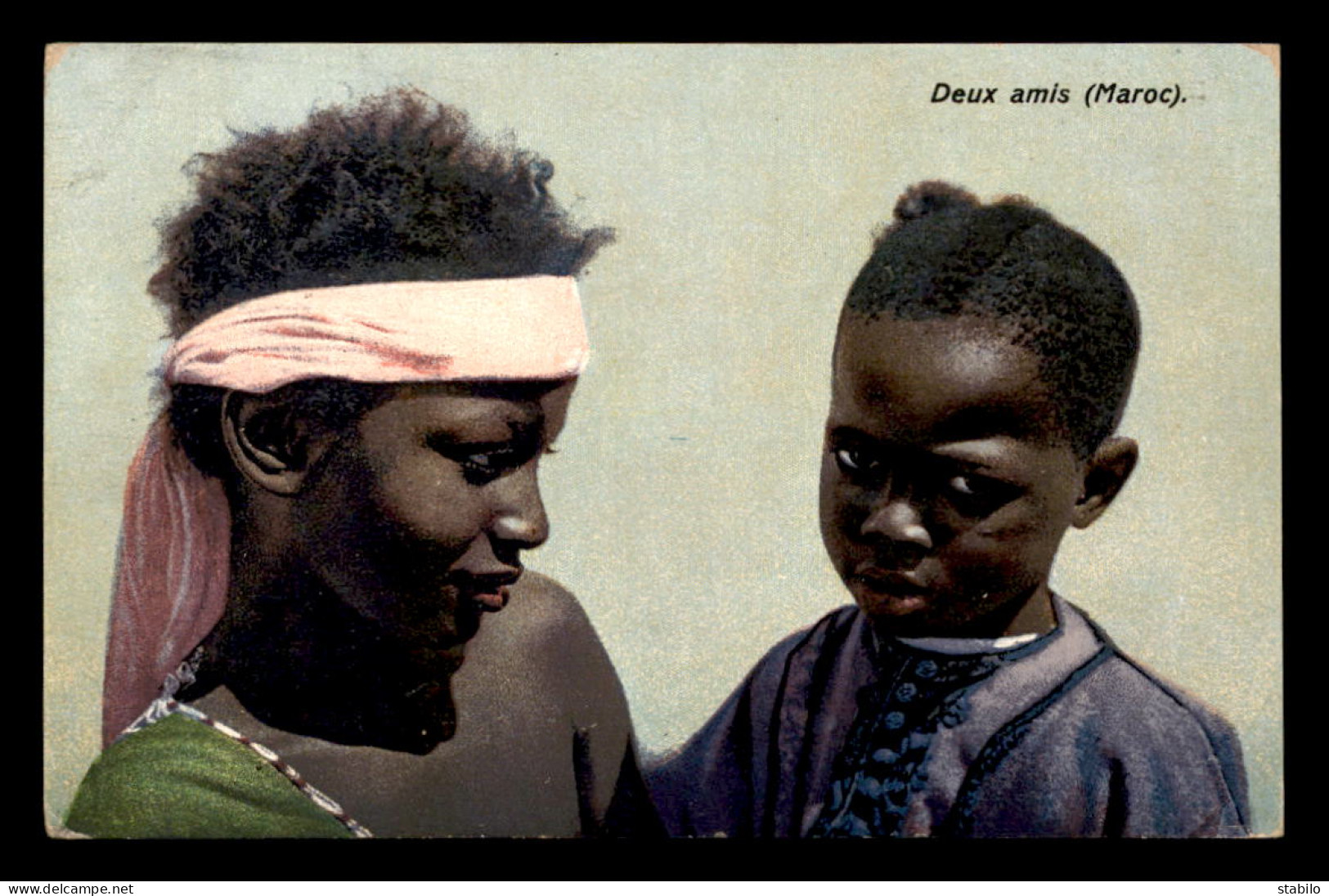 SCENES ET TYPES - MAROC - DEUX AMIS - CARTE COLORISEE - SANS EDITEUR  - Sonstige & Ohne Zuordnung